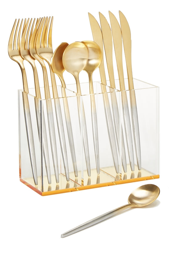 3 Section Acrylic Slim Flatware Caddy