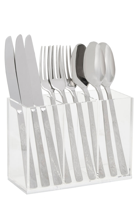 3 Section Acrylic Slim Flatware Caddy