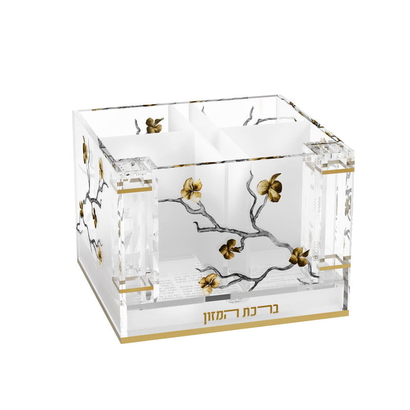 CHSDGB01  Golden Branch Cutlery Holder with Salt & Bencher Set