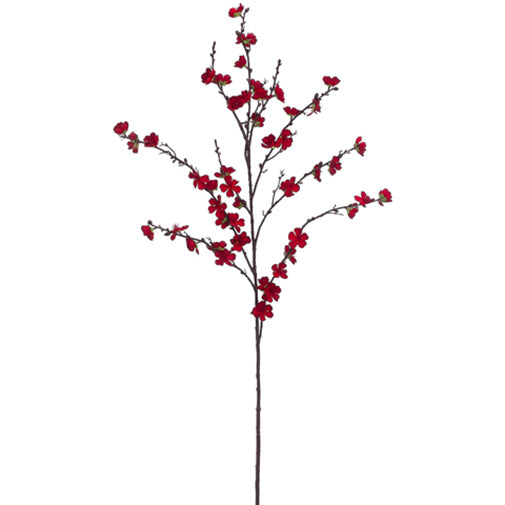 FSB319-RE 50" Artificial Plum Blossom Flower Spray -Red