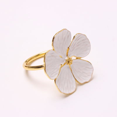 J-NRMF-G-W Gold Cream Flower Napkin Rings