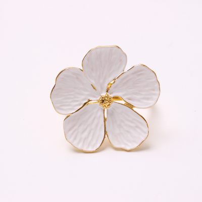 J-NRMF-G-W Gold Cream Flower Napkin Rings