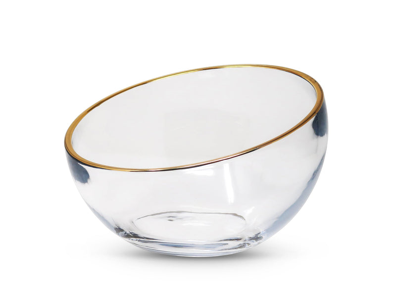 VB4179 Glass Angled Salad Bowl with Gold Rim