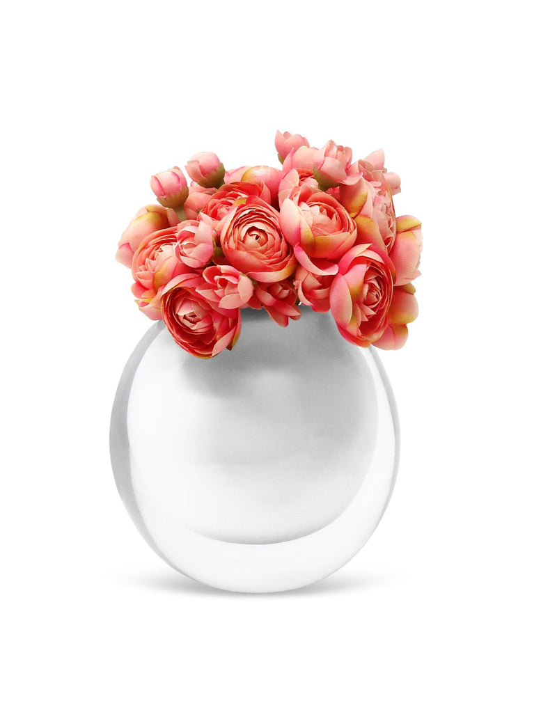 Double Wall  Glass Vase With Pink Flowers