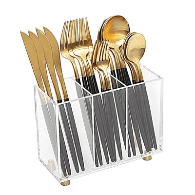 3 Section Acrylic Slim Flatware Caddy