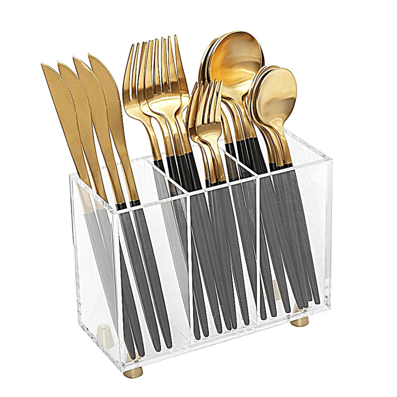 3 Section Acrylic Slim Flatware Caddy