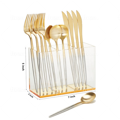 3 Section Acrylic Slim Flatware Caddy