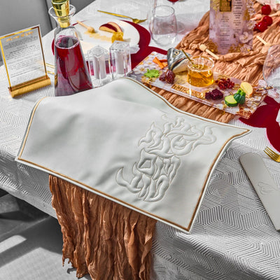 PU-CC-TY-W-GO Pillow Script Challah Cover