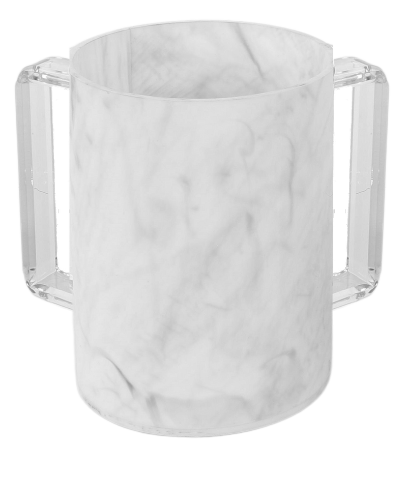 59812 Marble Acrylic Wash Cup With Clear Handles