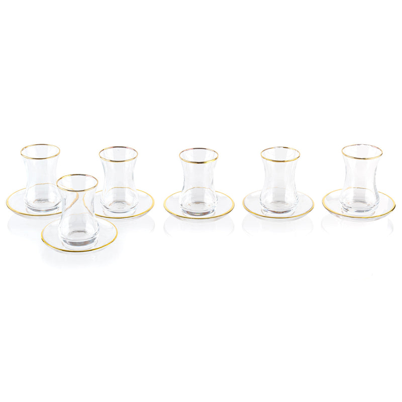 GL-CS-6 set of 6 Glass Cups & Saucers